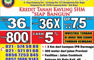 Kredit Tanah Kavling Sertifikat Siap Bangun Dekat IPB Dramaga Bogor MD470