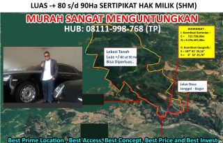 Dijual Tanah Strategis, Luas 80-90 Hektar di Jonggol, Bogor P1099